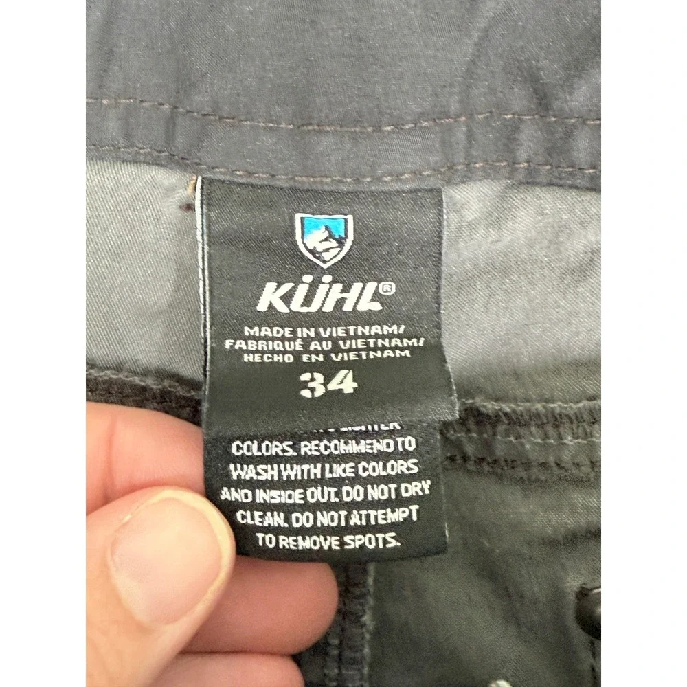 KUHL Men 34 Cargo Shorts Vintage Patina Dye Dark Gray Hiking Outdoor 7.5 Inseam